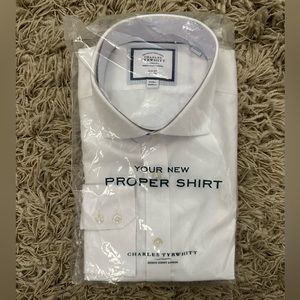 NWT Charles Tyrwhitt Men’s White Textured Slim Fit Dress Shirt 17/35